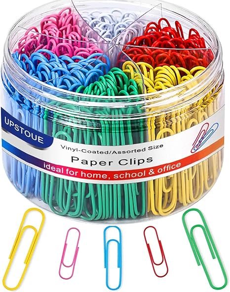 Vinaco Paper Clips Colorful, 400PCS Medium and Jumbo（1.3 inch & 2 inch）