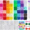 Pony Beads, 48 Colors Bracelet Making Kit, 6x9mm Beads for Bracelets with Elastic Strings