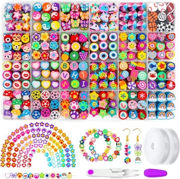 JOICEE 480PCS Fruit Flower Polymer Clay Beads, 24 Style