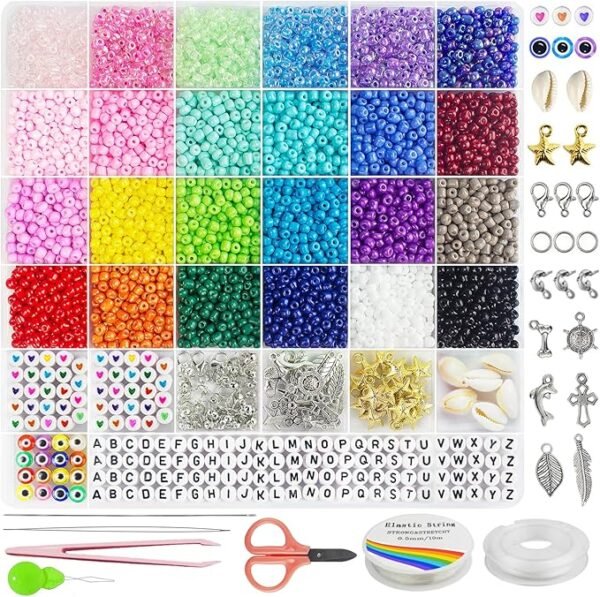 Redtwo 4mm Glass Seed Beads for Jewelry Bracelet Making Kit