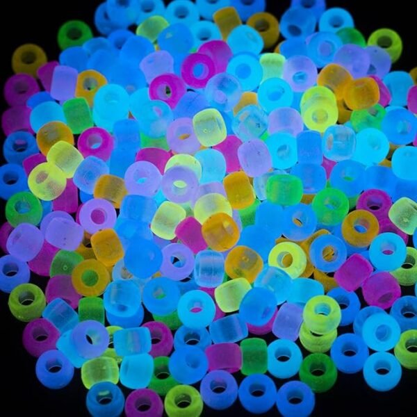 Gxueshan 1000 Pcs Acrylic 9 Color Pony Beads 6x9mm Bulk Glow in The Dark for Necklace Friendship Bracelet Making