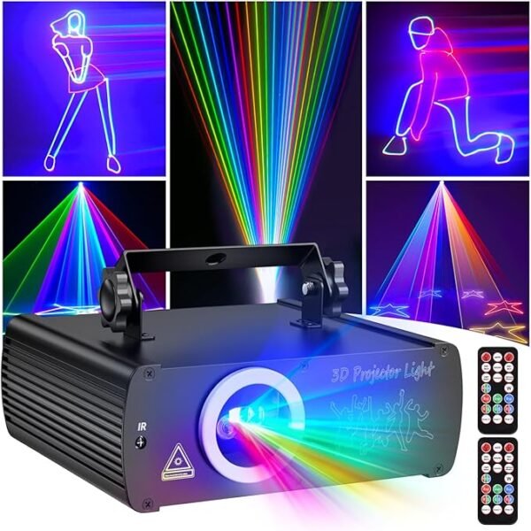 DJ Laser Party Lights, 3D Animation RGB Laser Stage Lighting, DMX512 Music Sound Activated Disco Projector Lights