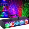 DJ Lights for Parties, Pro 6 in 1 DMX & Sound Activated Laser Light Show Machine with Disco Ball Light, RGBW & UV Strobe Party Lights