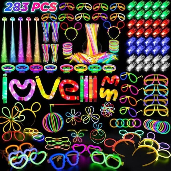 New Year Party Favors for Adults Kids, Glow Party Favors, Neon Light Up Party Favors 27 Rave Accessories, 56 LED Light Up Toys