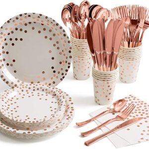 HOMIX 175 Pieces Rose Gold Party Supplies