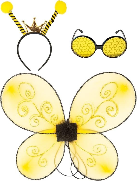 Funcredible Bee Headband, Bee Glasses and Bee Wings