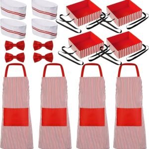 SATINIOR 16 Pcs Adult Waiter Costume Hot Dog Soda Jerk Movie Night Waiter