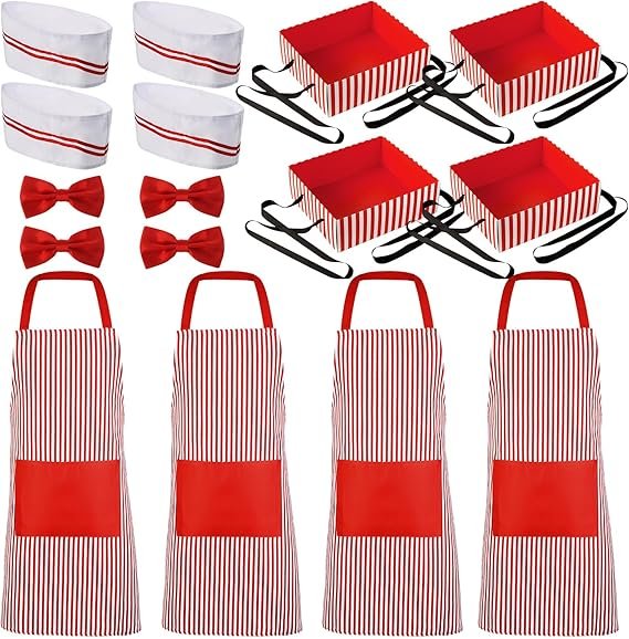 SATINIOR 16 Pcs Adult Waiter Costume Hot Dog Soda Jerk Movie Night Waiter