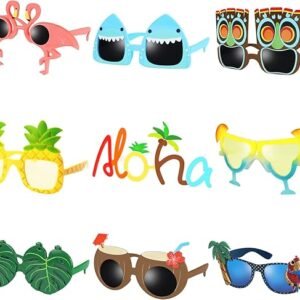Ocean Line Luau Party Sunglasses - 9 Pairs Funny Hawaiian Glasses