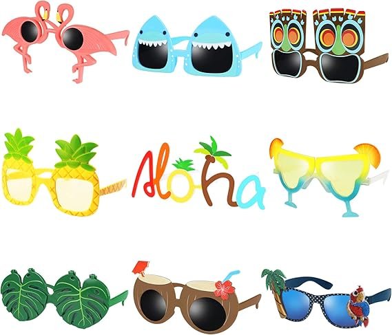 Ocean Line Luau Party Sunglasses - 9 Pairs Funny Hawaiian Glasses