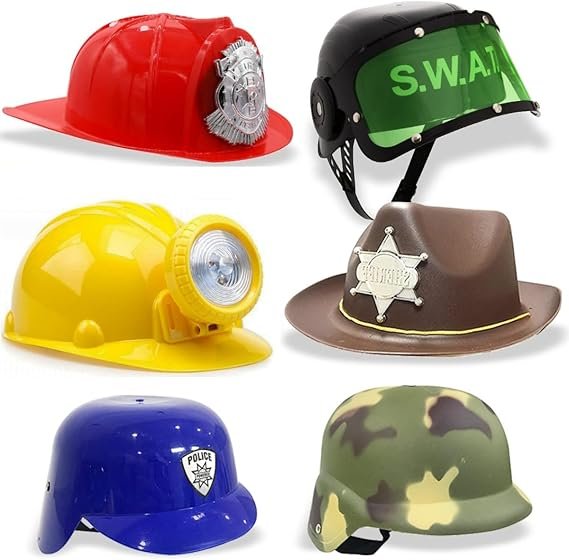 Liberty Imports 6 PACK - Dress Up Pretend Career Role Play Hard Hats & Helmets