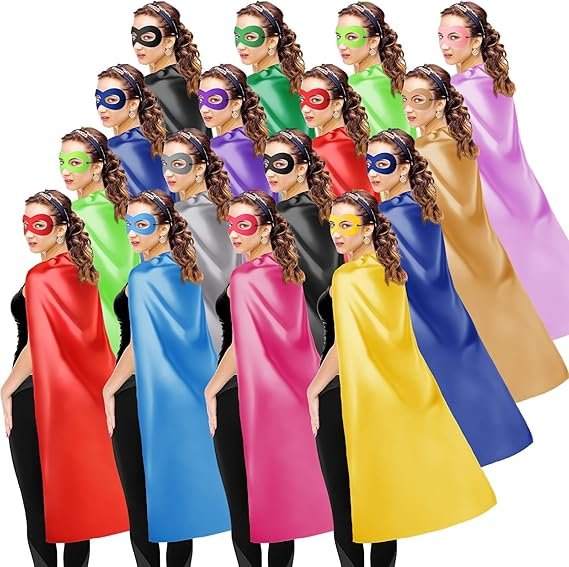 Leyndo 16 Set Party Capes and Masks Bulk for Women Men Group