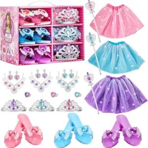 Princess Dress Up Sets for Girls 4-6, Costumes Set with Princess Dresses, Shoes and Accessories