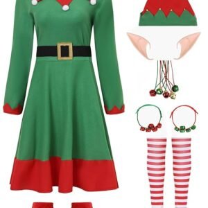 13 Pcs Women Christmas Elf Costume Party Christmas Elf Accessory
