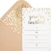 50 Pack Invitation Card - Elegant Greeting Cards ‘’You are Invited’’ in Gold Foil Letters