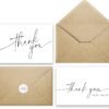 Thank You Cards with Kraft Envelopes and Matching Stickers, Bulk Pack of 100, 4x6 Inch Minimalistic Design