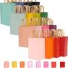 qiqee 60-Packs Paper Bags with Handles Bulk 8.26"×6"×3.15" Small Gift Bags 16 Different Senior Color Bags
