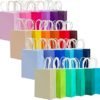 qiqee 48PCS Small Gift Bag with Handles Bulk 24 Colors Paper Party Bags 8.3"x6"x3"