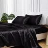 MR&HM Satin Bed Sheets, Queen Size Sheets Set, 4 Pcs Silky Bedding Set with 15 Inches