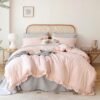 JANZAA Queen Size Comforter Blush Pink Comforter Set Set 3PCS (1 Ruffled Blush Comforter and 2 Pillow Cases)
