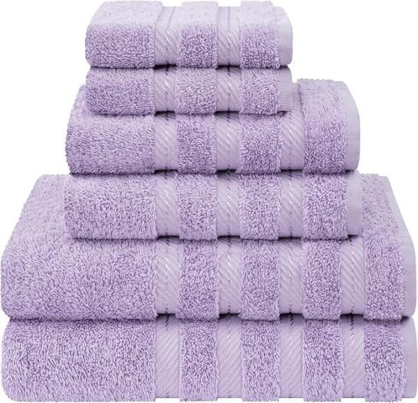 American Soft Linen Luxury 6 Piece Towel Set, 2 Bath Towels 2 Hand Towels 2 Washcloths, 100% Cotton Turkish Towels for Bathroom