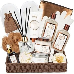 Perfumes Spa Gift Baskets Set for Women 17 Pcs Bath and Body Gifts Basket
