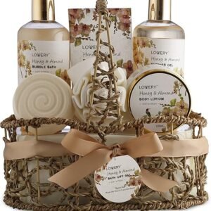 Womens Gifts for Christmas Gift Baskets for Women Who Have Everything, Home Spa Honey & Almond Scent