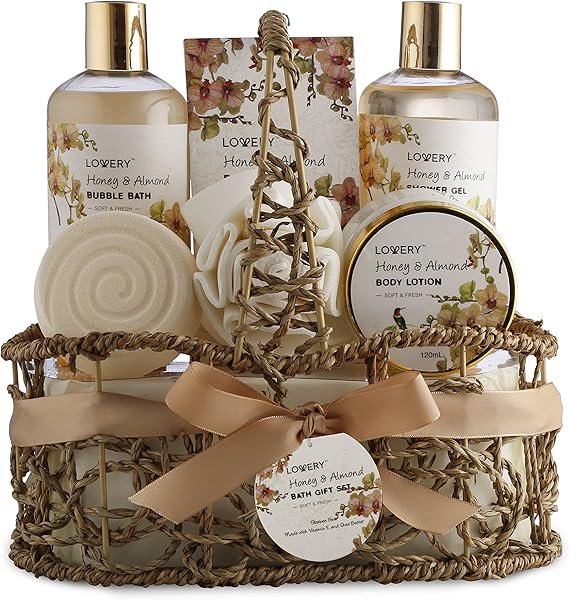 Womens Gifts for Christmas Gift Baskets for Women Who Have Everything, Home Spa Honey & Almond Scent