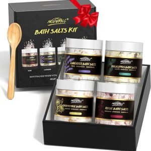 Epsom Bath Salts Gift Set for Soaking 4pcs Bath Salts with Essential Oils for Women Relaxing Lavender
