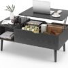 Sweetcrispy Coffee Table Black, Lift Top Coffee Tables for Living Room