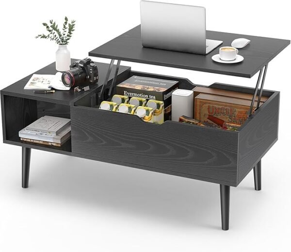 Sweetcrispy Coffee Table Black, Lift Top Coffee Tables for Living Room