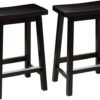 Amazon Basics Solid Wood Saddle-Seat Counter-Height Kitchen Island BarStool, 24-Inch Height