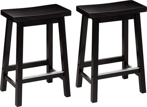 1 Amazon Basics Solid Wood Saddle-Seat Counter-Height Kitchen Island BarStool, 24-Inch Height