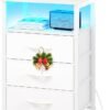Yoobure Night Stand with Charging Station, 16 Colors LED Nightstand with USB Ports and Outlets