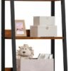 Furologee 5-Tier Ladder Shelf, Ladder Bookshelf with Removable Drawer, Rustic Bookcase Storage Rack Organizer