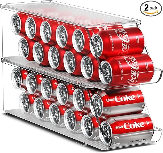 Sorbus Soda Can Organizer for Refrigerator Stackable Can Holder Dispenser with Lid