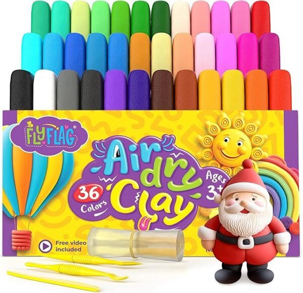 FlyFlag Air Dry Clay - 36 Colors, Soft & Ultra Light, Modeling Clay for Kids