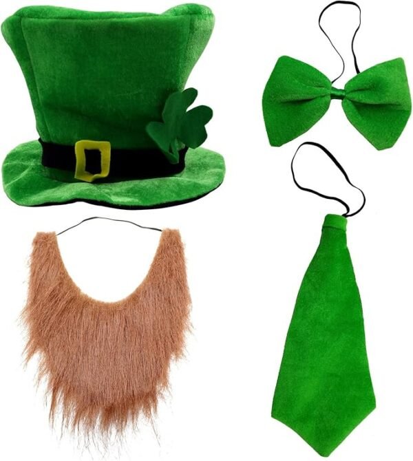 1 CreepyParty St. Patrick's Day Party Costume Suit Hat, Bow, Bow Tie, Beard, Scarf