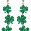 St Patricks Day Earrings, Green Shamrock Dangle Earrings for Women