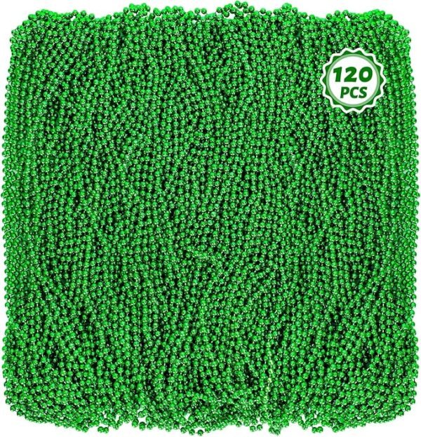 Mardi Gras Beads, 120 PCS Mardi Gras Accessories, 33 IN Green Bead Necklaces, St Patricks Day
