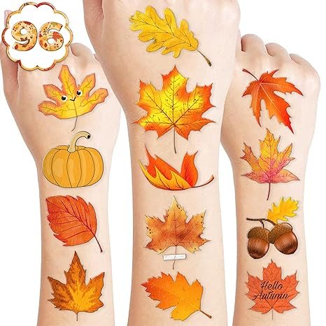 103 PCS Fall Leaf Happy Birthday Party Decorations Favors Supplies Temporary Tattoos Decor