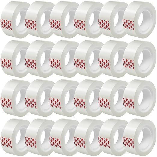 Turxayox 24 Rolls Transparent Tape Refills, Clear Tape, 3/4 x 800 Inches, Glossy