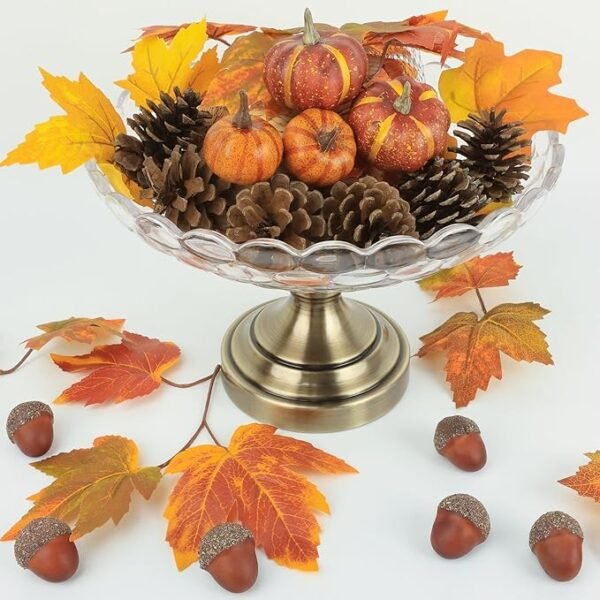 20 Pcs Realistic Pumpkin Decorating Kit, Pumpkin Decor with Maple Leaves