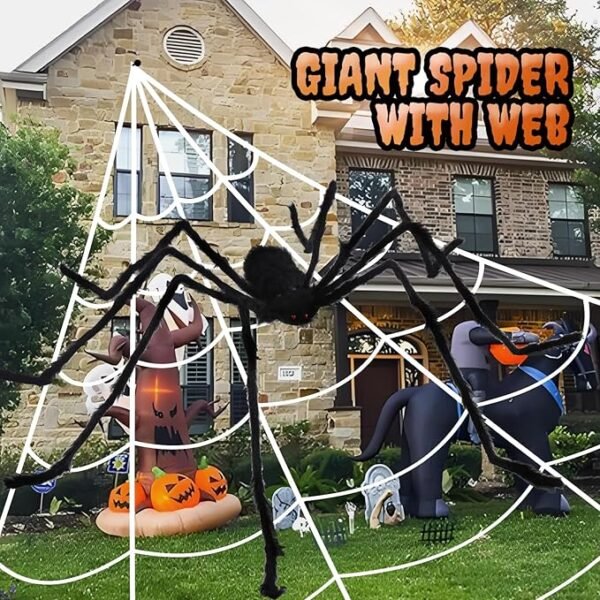 1 Qicodu 200" Halloween Spider Web + 79'' Giant Spider