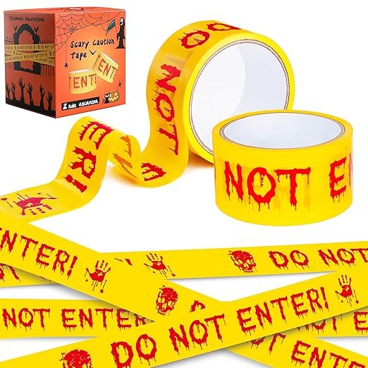 BHYTAKI 2 Rolls 1.9inch x 82Feet Scary Hazard Warning Tape