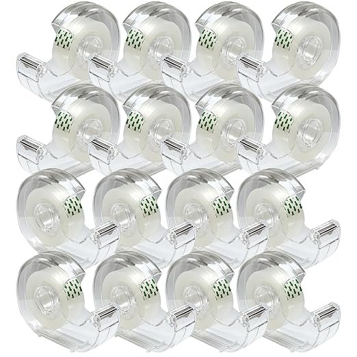 Minghaoda Clear Tape, 3/4 in, Dispensered, 16 Packs