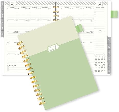 AIMPEAK  2025 Daily Planner with Monthly Tabs ,Green, 5.5"x8.5"