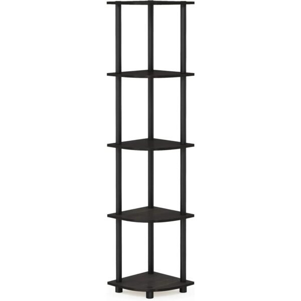 5 Tier Corner Display Rack Multipurpose Shelving Unit, 1-Pack, Espresso/Black