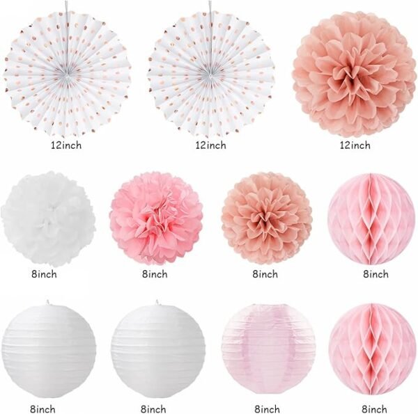 Huglony Pink White Rose-Gold Birthday Party-Decorations - 21pcs Happy Banner