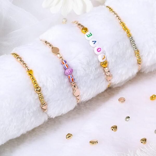 2160 Pieces Gold Spacer Beads Set, Assorted Round Star Gold Beads for Bracelet